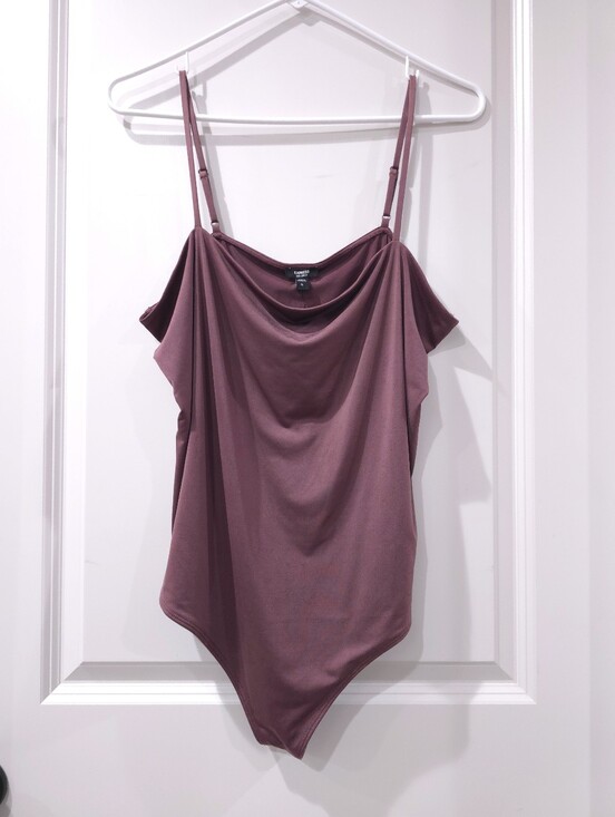 Express Tops - Express Body Contour Drape Cowl Neck Bodysuit, XL New With Tags